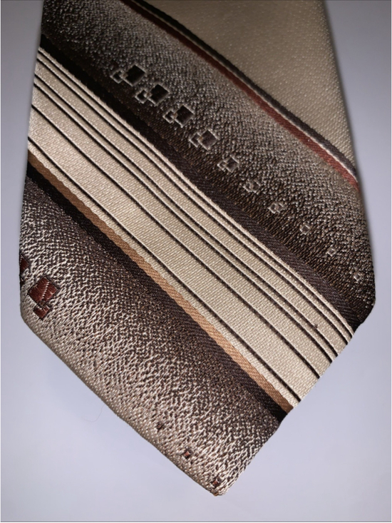 Philippe Longet Other - Philippe Longet Paris New York Brown Beige Tan Striped Neck Tie Vintage 3” 53”